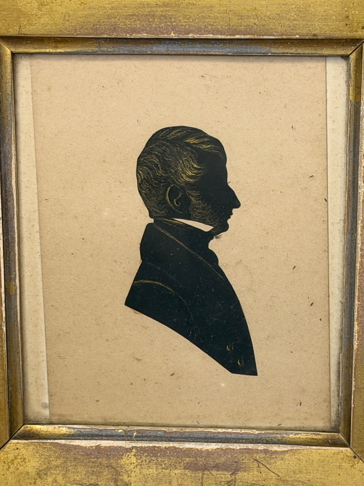 Antique Victorian Silhouette Portrait of a Gentleman in Gilt Frame