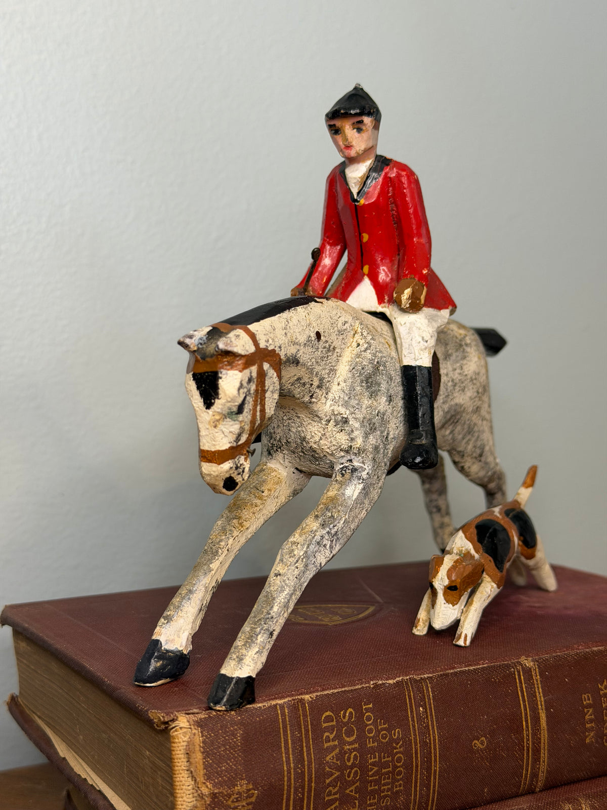 Rare English Wooden Fox-Hunting Figure with Leather Saddle, by Frank Whittington
