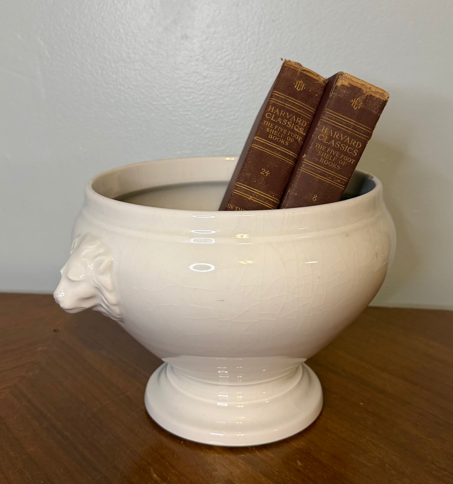Antique Ironstone Lions Head Pedestal Bowl