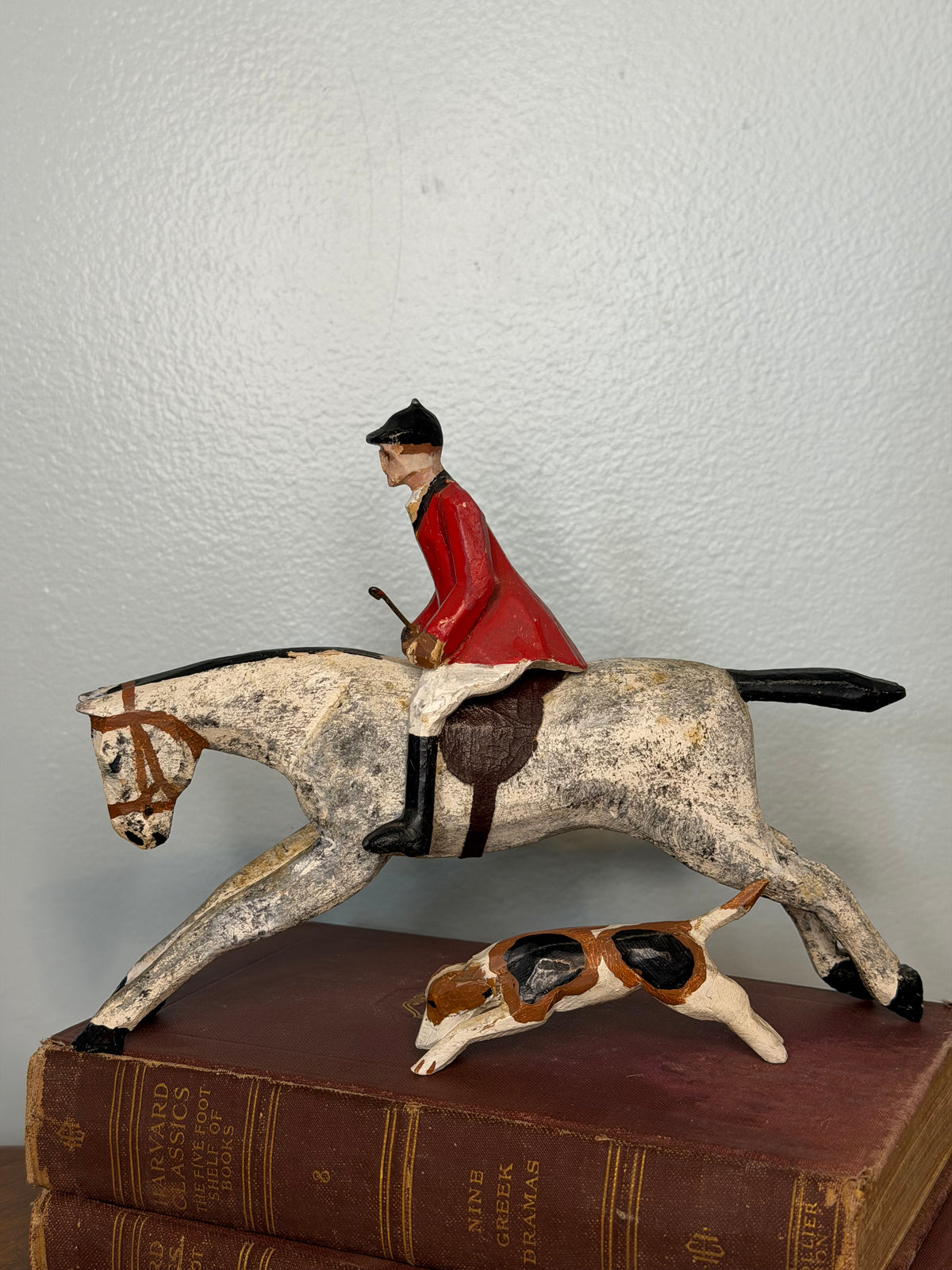 Rare English Wooden Fox-Hunting Figure with Leather Saddle, by Frank Whittington