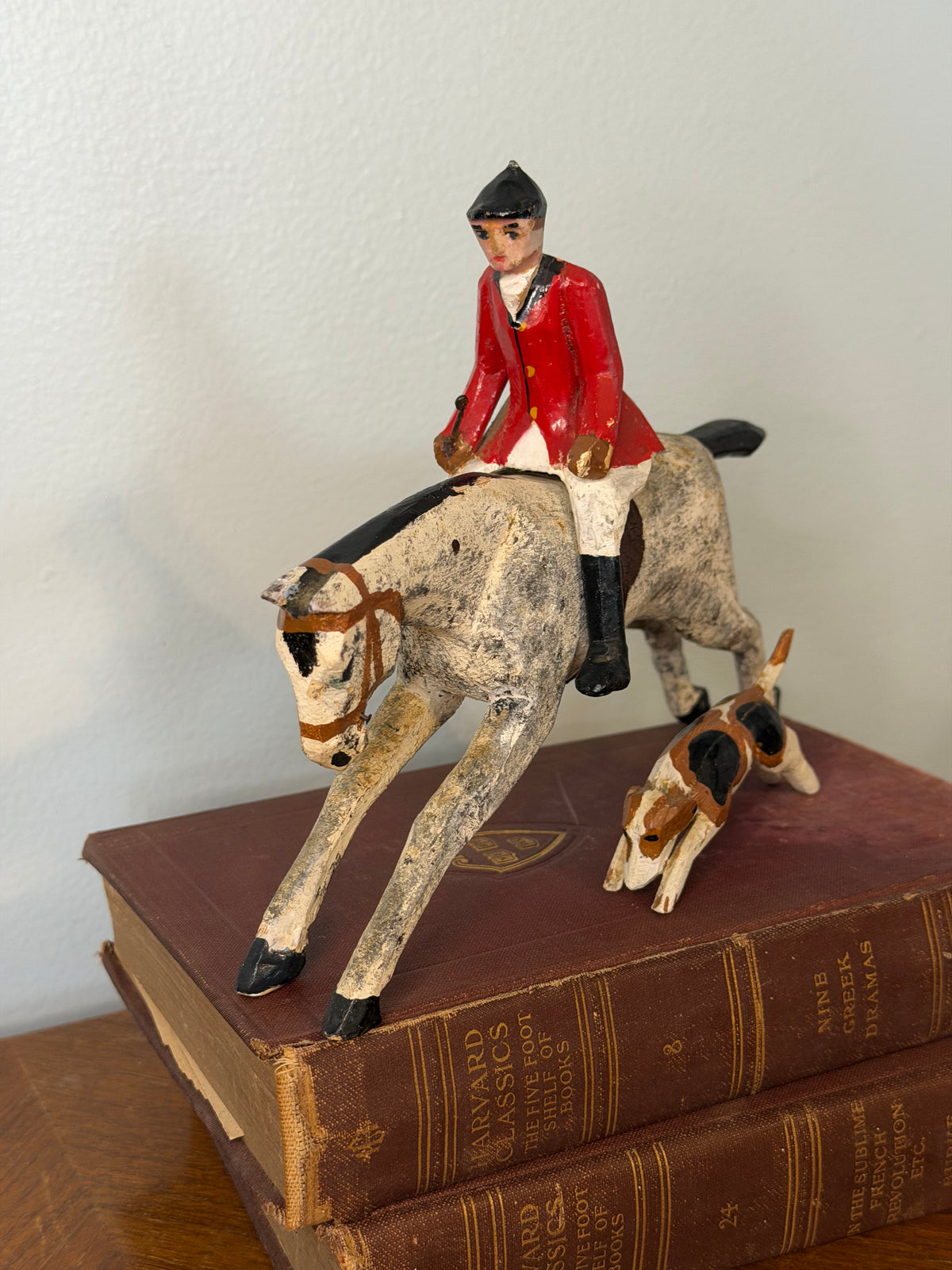 Rare English Wooden Fox-Hunting Figure with Leather Saddle, by Frank Whittington