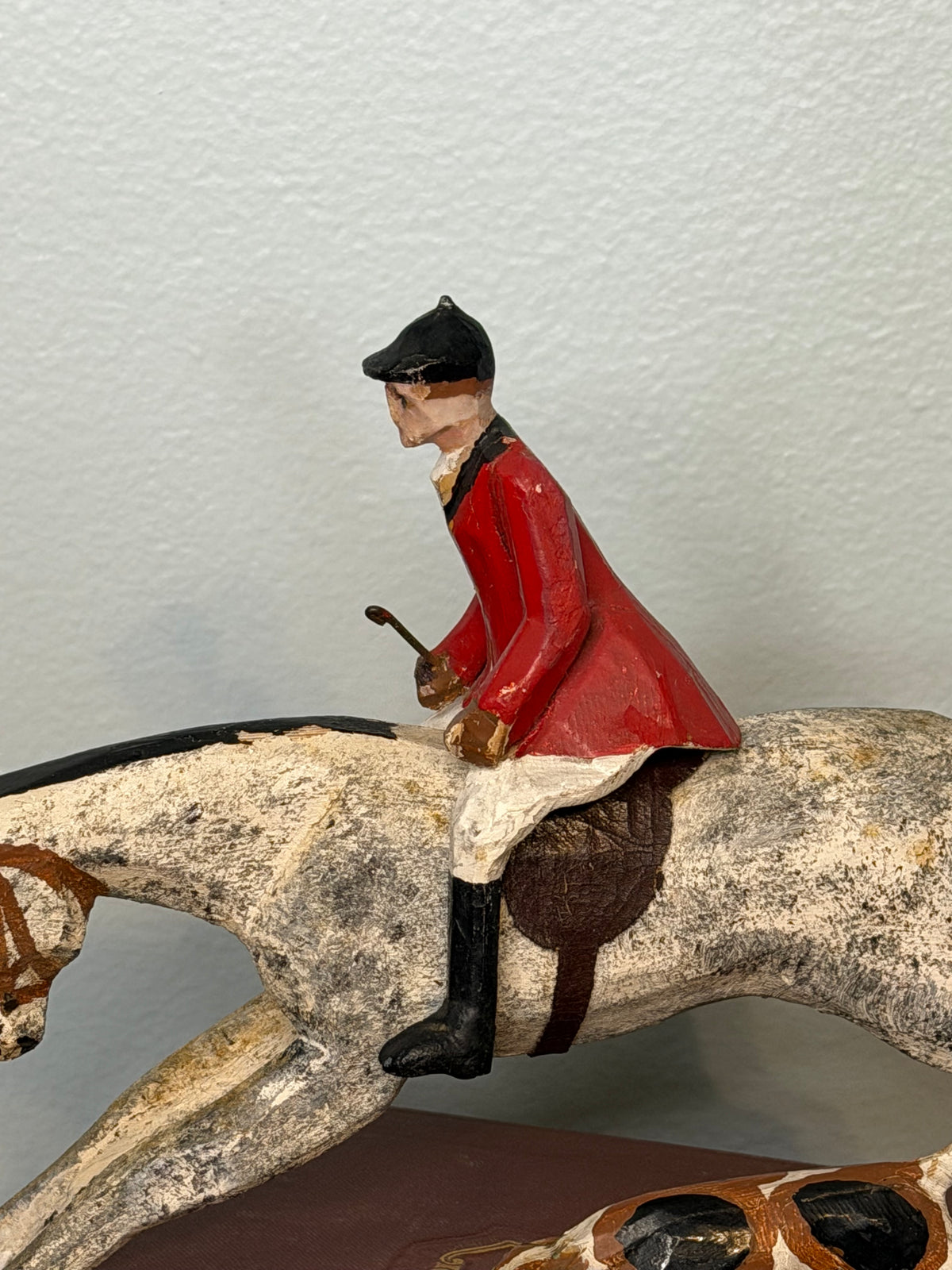 Rare English Wooden Fox-Hunting Figure with Leather Saddle, by Frank Whittington