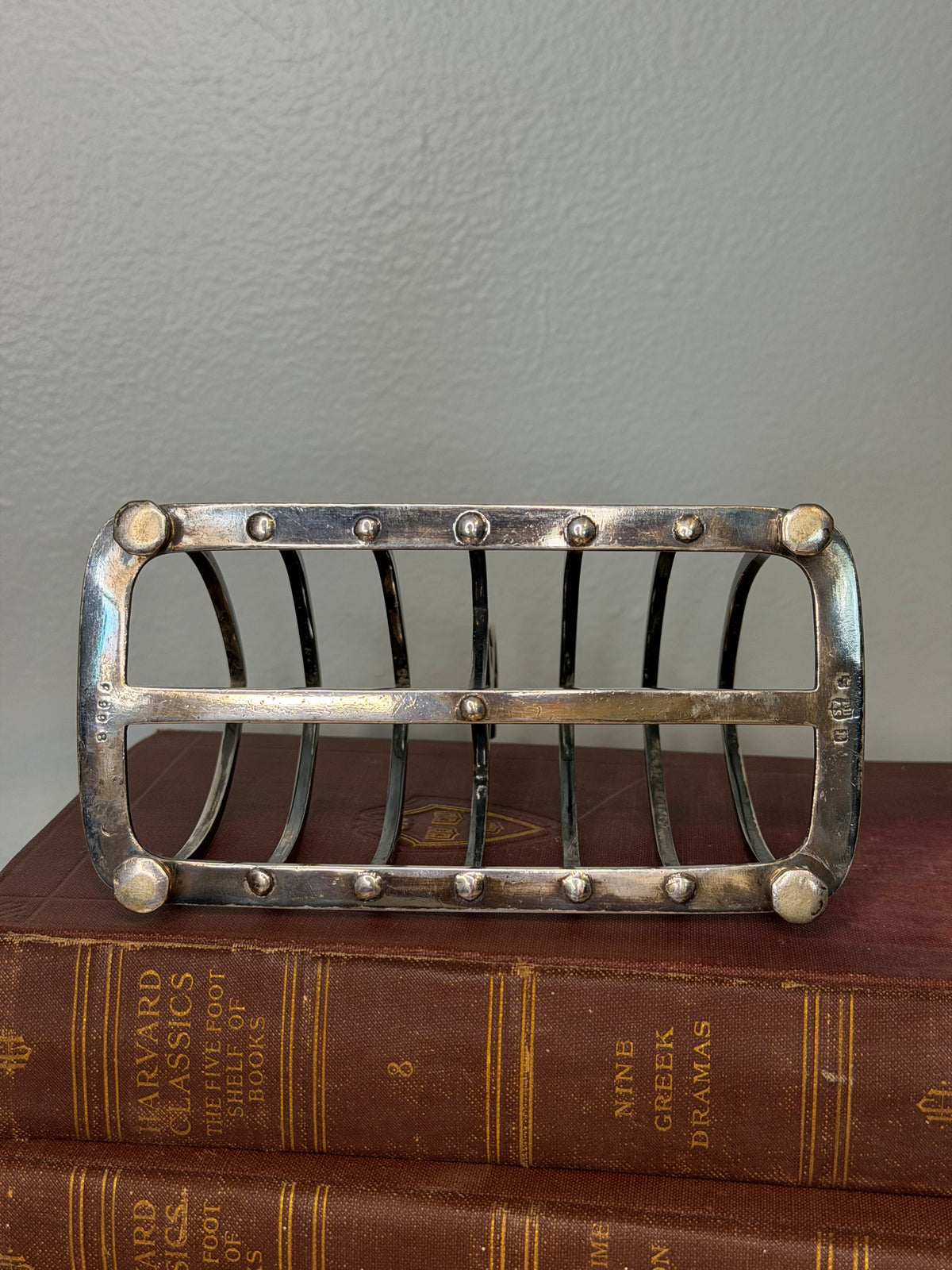 Antique Victorian Silver-Plated Toast Rack with Ornate Finial