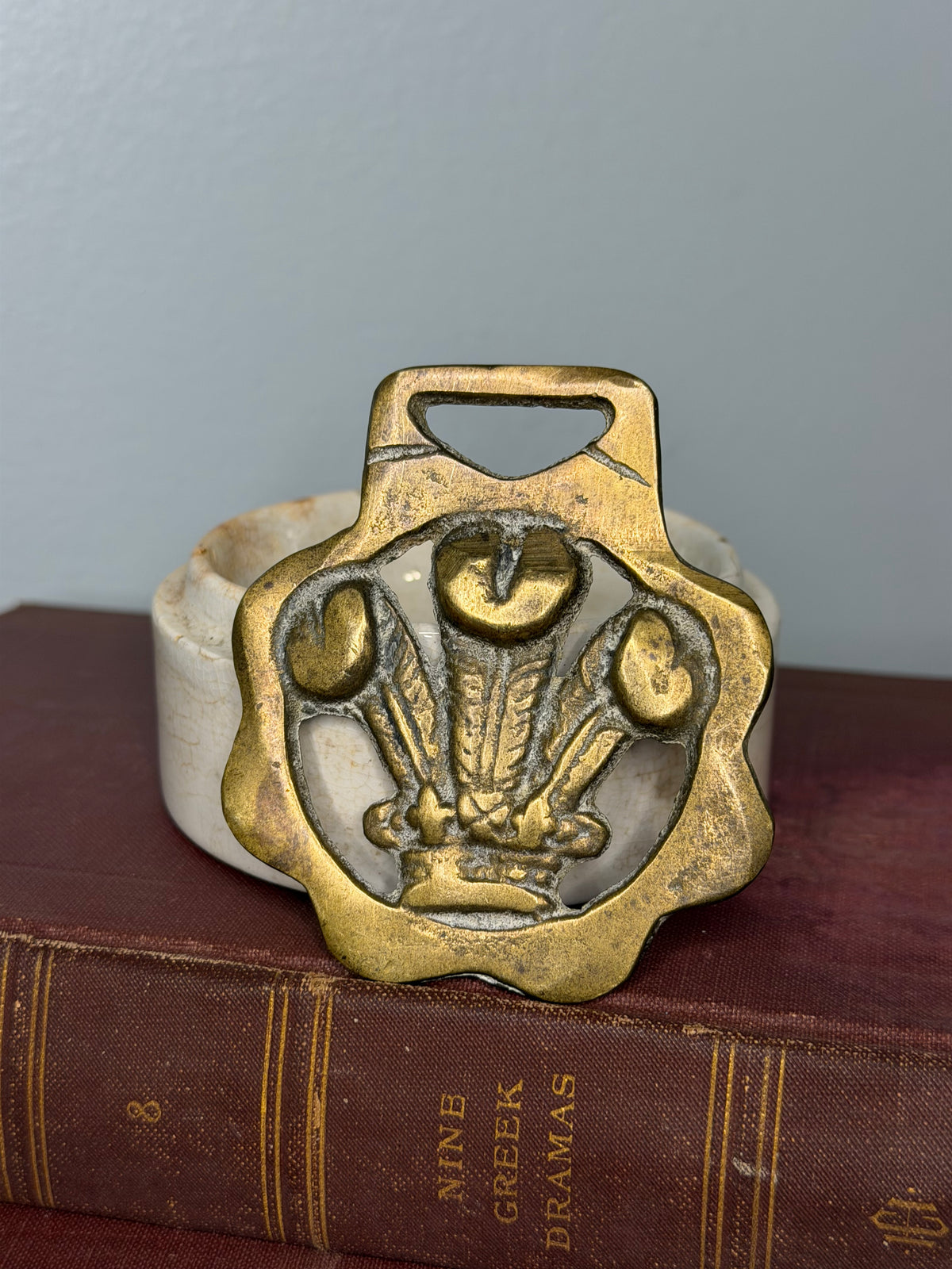 Vintage English Brass Prince of Wales Feathers Horse Brass, Harness Ornament (Copy)