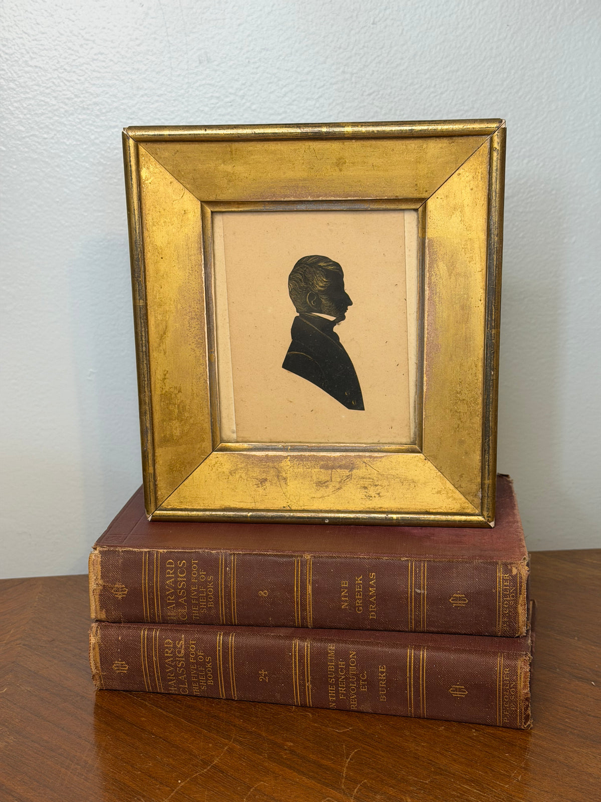Antique Victorian Silhouette Portrait of a Gentleman in Gilt Frame