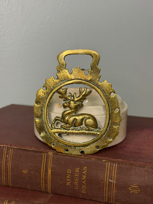 Vintage Brass Stag Horse Brass, Traditional English Harness Ornament