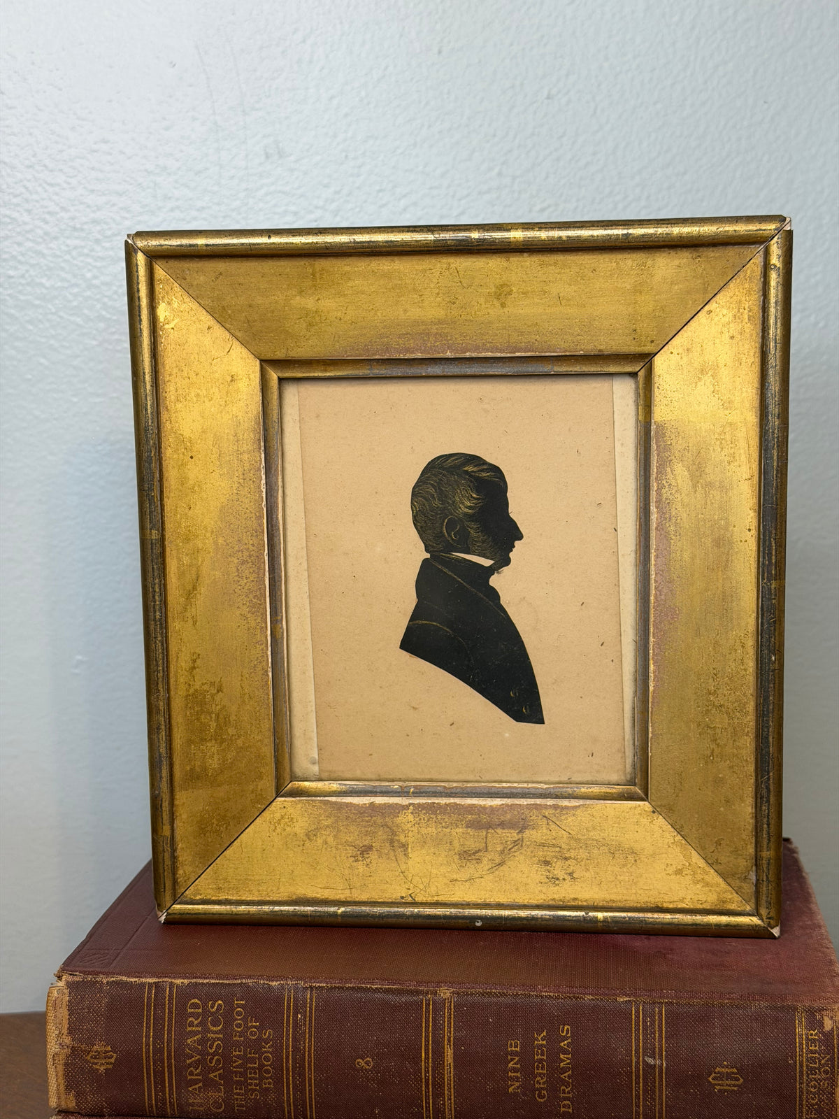 Antique Victorian Silhouette Portrait of a Gentleman in Gilt Frame