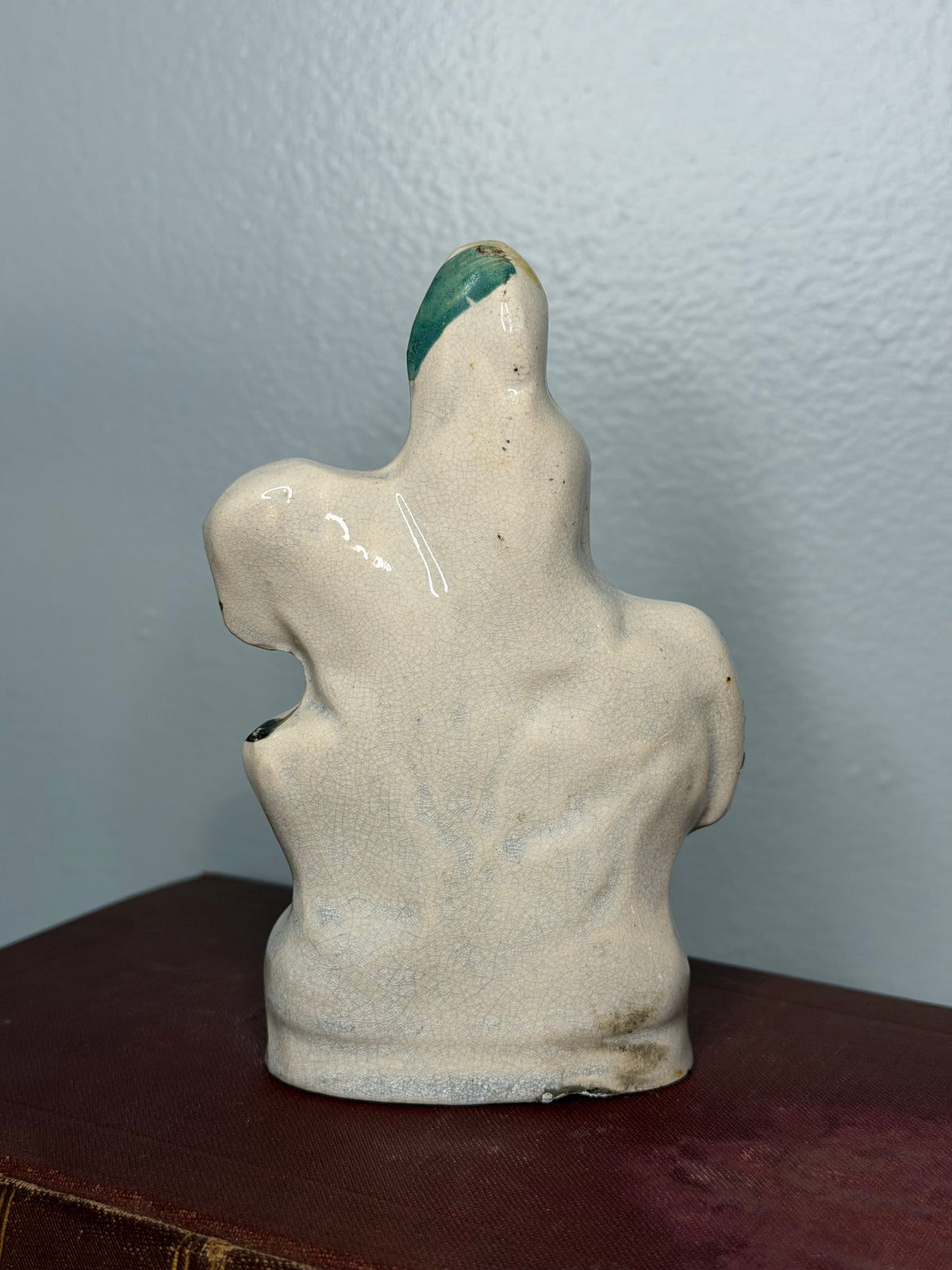 Antique 1860s Staffordshire Pottery Equestrian Figure, Flatback Hand-Painted in Victorian England