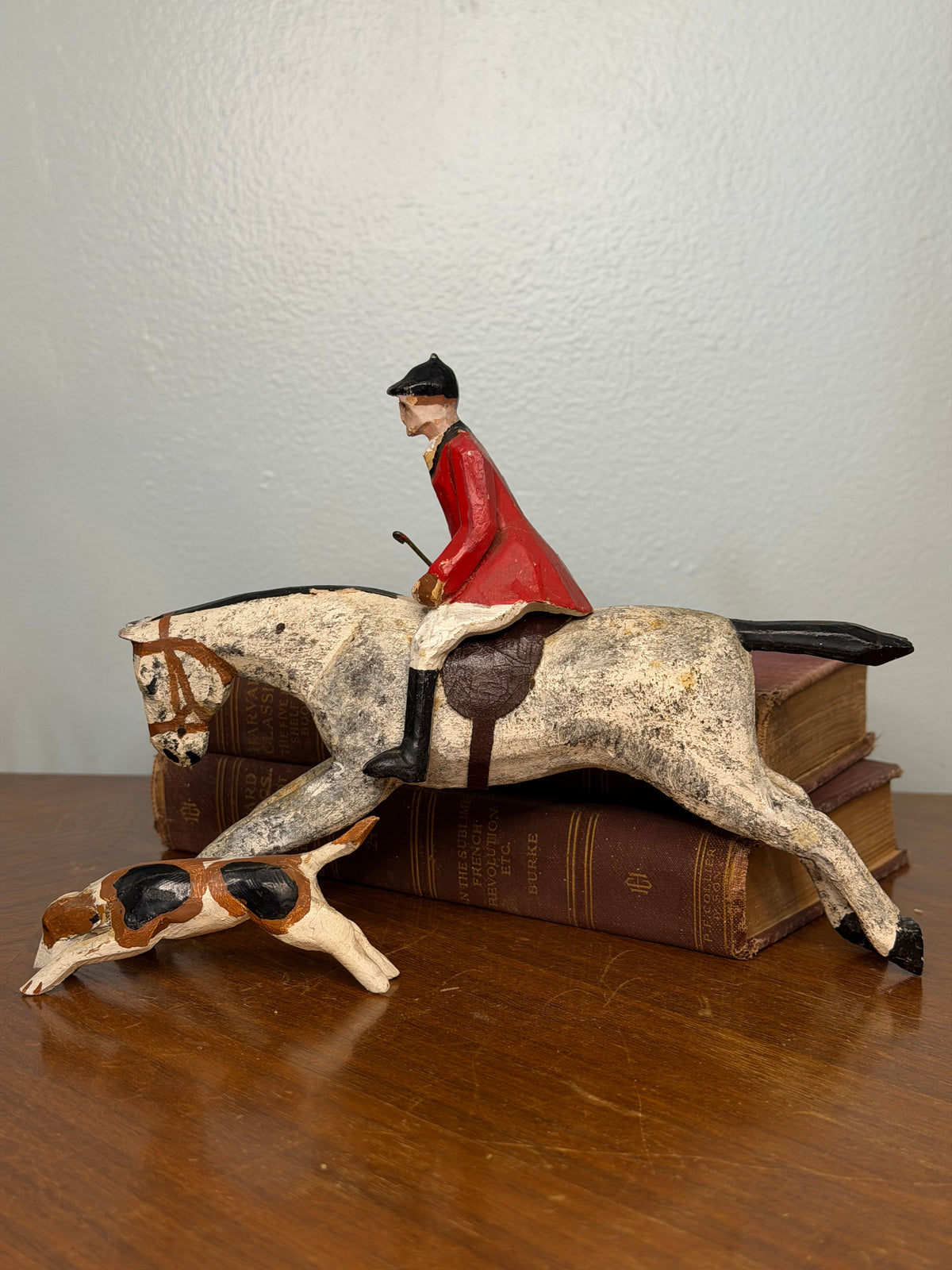 Rare English Wooden Fox-Hunting Figure with Leather Saddle, by Frank Whittington