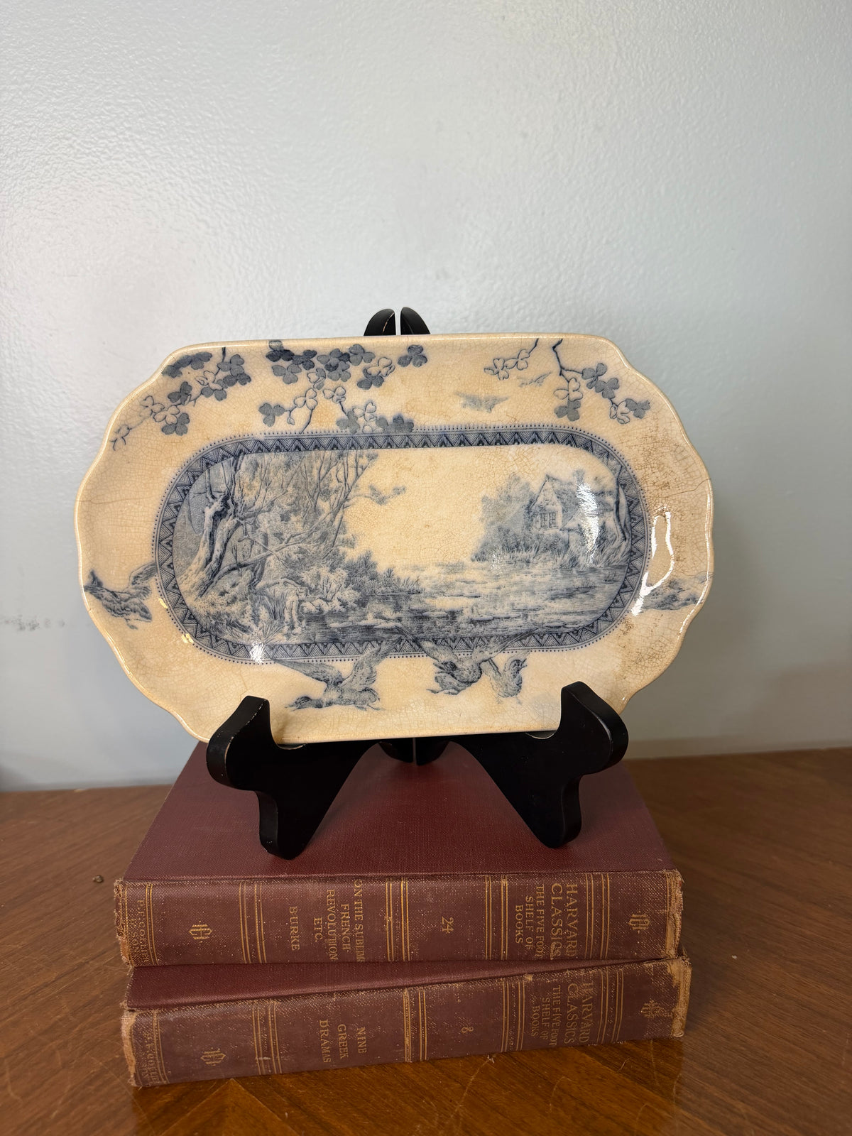 Antique Brownfield & Sons Blue Transferware Platter – Woodland Scene